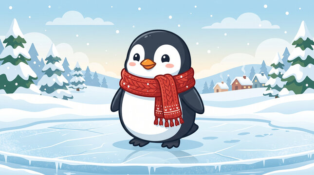 penguin on snow
