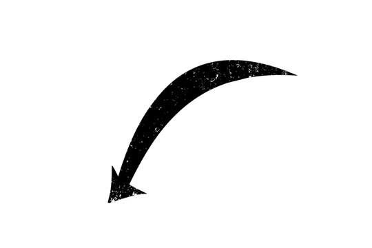 black and white arrows, black curved arrow vector - grungy hand-drawn pointer symbol