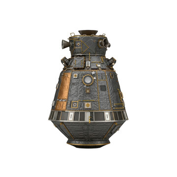 Camouflage military robot with antenna and lights on flat terrain isolated on transparent background