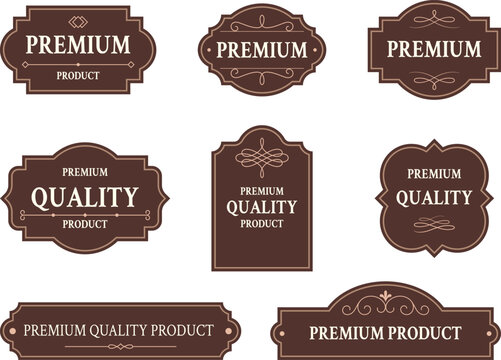 Elegant retro labels with refined borders and vintage ornaments. Vector badges for premium product design. Classic tags for boutique branding, artisan products and gourmet foods