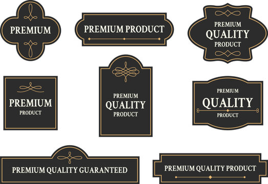 Premium badge and label collection with ornamental vintage elements. Signs for luxury packaging, logos, certificates and product tags. Vector set for boutique branding and exclusive designs