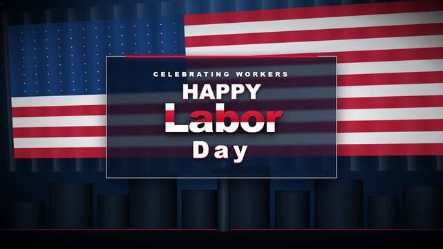 Labor day holiday animation featuring american flag and motion graphic background