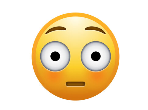Flushed Face Emoji with Wide Eyes Vector Illustration