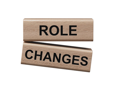 Role changes symbol. Concept words Role changes on wooden blocks.Business and Role changes concept. Copy space.Supports PNG files with transparent backgrounds.
