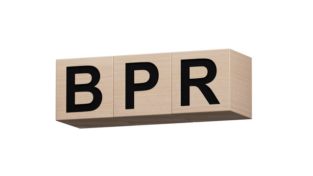 BPR - Business process reengineering - acronym on wooden cubes. BPR , acronym on wooden cubes.Business Concept.Supports PNG files with transparent backgrounds.