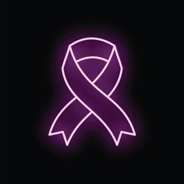 Pink neon ribbon representing support for breast cancer awareness and health campaigns