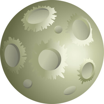 Moon Vector Illustration with Detailed Craters Isolated on White Background