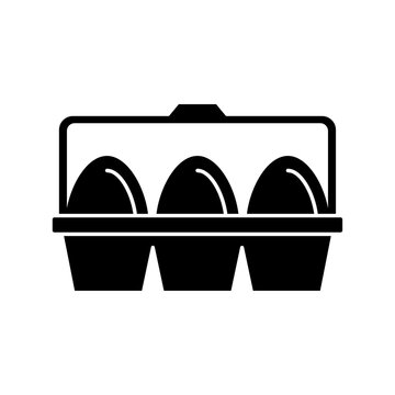 Side view egg carton icon, poultry farm packaging and fresh food produce vector