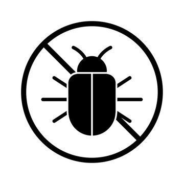 No bugs sign icon, pest control and insect free forbidden symbol vector silhouette