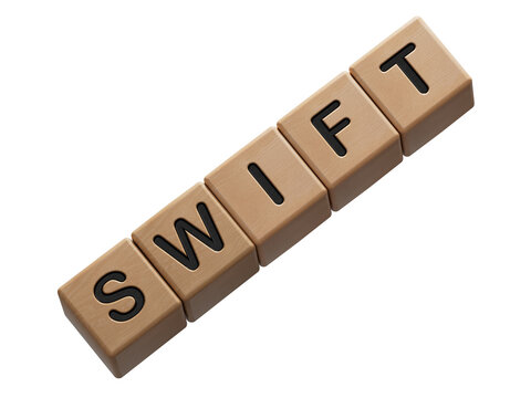 wooden cube block with swift business word.close up of wooden elements,Business Concept.Supports PNG files with transparent backgrounds.