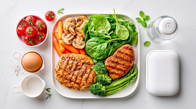 Portion Controlled Healthy Meals on Kitchen Counter