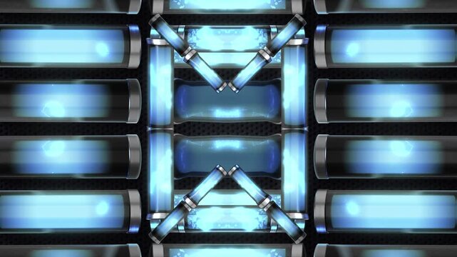 A glowing vortex of liquid neon tubes, pulsating and spiralling in a chaotic, rhythmic dance with energy and movement, suitable for high tempo music events or energetic visualizers.
