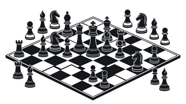 Isometric Chess Board Vector Illustration