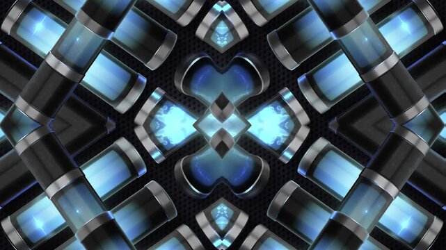 A glowing vortex of liquid neon tubes, pulsating and spiralling in a chaotic, rhythmic dance with energy and movement, suitable for high tempo music events or energetic visualizers.
