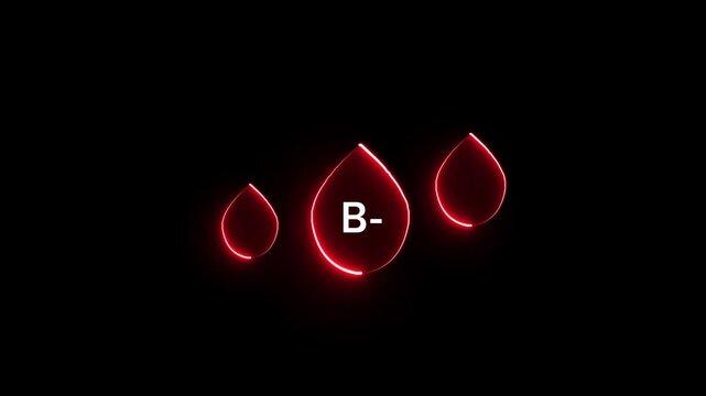 Abstract neon glowing droplet shapes in red and cyan light on a dark black background, featuring a central white &ldquo;B-&rdquo; symbol.