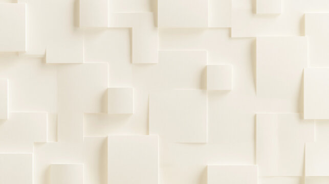 Abstract White 3D Geometric Square Relief Pattern Background