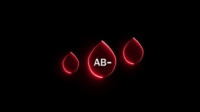 Abstract neon glowing droplet shapes in red and cyan light on a dark black background, featuring a central white &ldquo;AB-&rdquo; symbol.