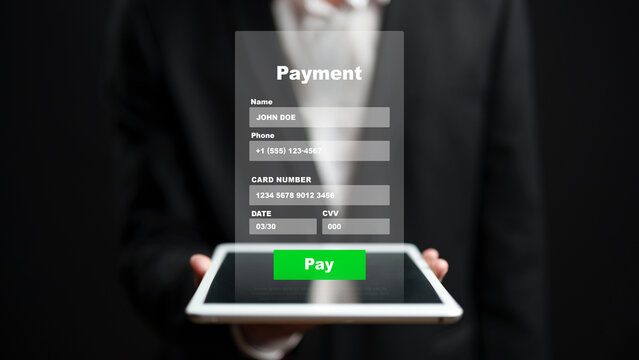 Online payment processing on a tablet in a professional setting