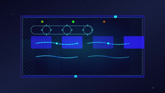 Abstract Digital Interface with Glowing Blue Circuitry and Connectors