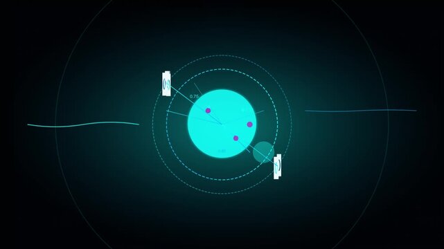 Abstract Digital Illustration of Celestial Orbit with Planetary Bodies