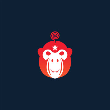 Bold red and white monkey mascot logo featuring a playful face and spiral accent, suitable for gaming, entertainment, sports teams, clubs, and modern branding.