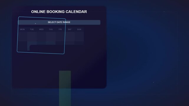 Modern Digital Online Booking Calendar Interface with Date Range Selector