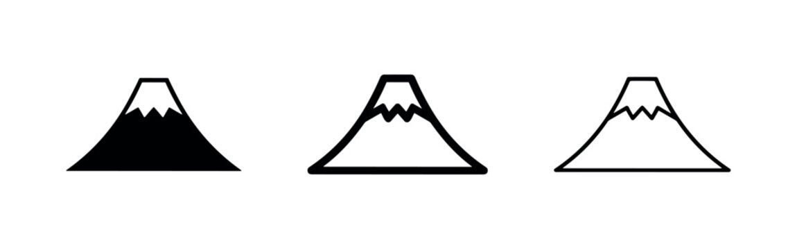 Mount Fuji Japan Landmark Icon Set