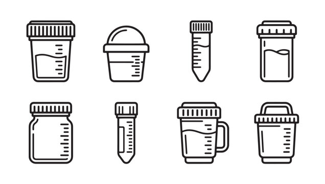 Set of laboratory sample jars and tubes outline vector illustration for medical analysis with laboratory container specimen analysis diagnostic research hospital healthcare pathology chemical