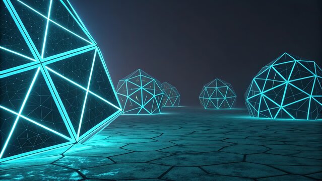 Scattered polygon geometric abstract design featuring colorful modern artistic composition and depth.