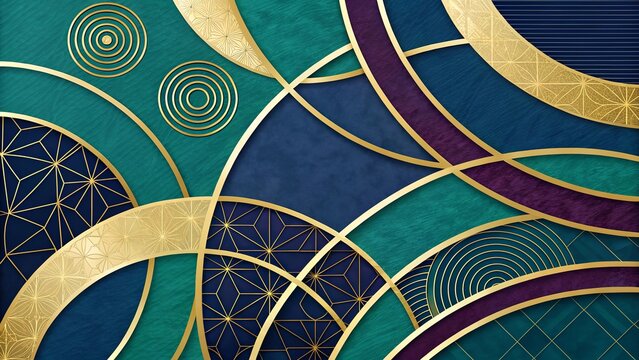 Elegant abstract geometric artwork with flowing golden forms and sophisticated modern movement.