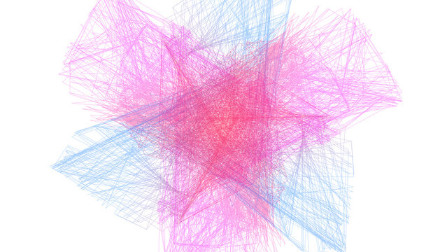 Vibrant and intense abstract scribble shapes in bright magenta and deep electric blue color palette