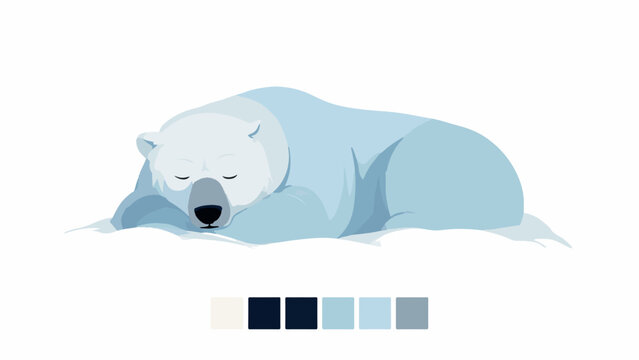 A peaceful vector illustration of a sleeping polar bear on snow.