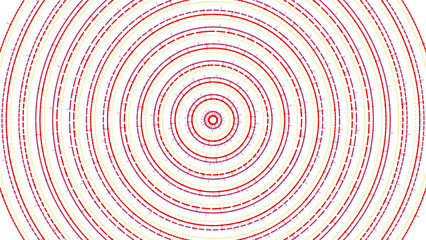 Naklejka premium Intricate concentric circular rings featuring repetitive geometric shapes in bold red white and yellow hues