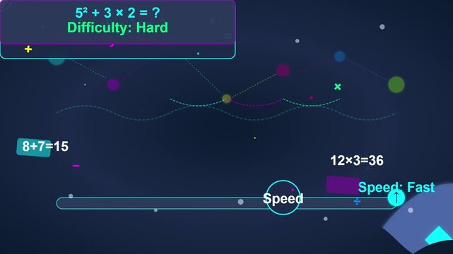 Educational Math Game with Speed and Difficulty Controls on Digital Interface