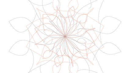 Obraz premium Elegant geometric mandala pattern featuring thin intersecting lines and symmetrical flower shapes on dark screen