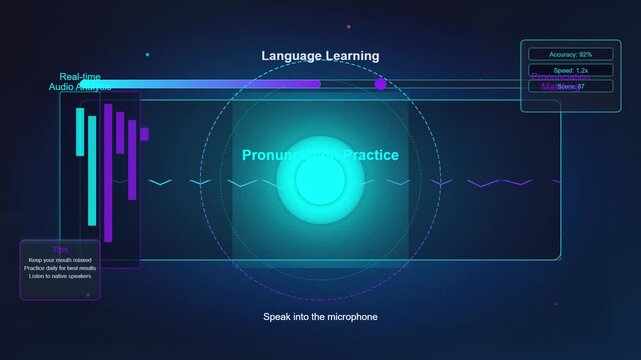 Modern Digital Language Learning Pronunciation Practice Interface