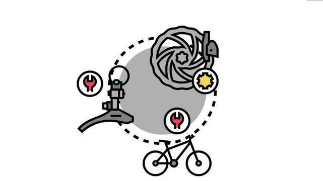 Bicycle brake system evaluation concept depicting bicycle component examination, repair, and maintenance for optimal cycling performance and safety