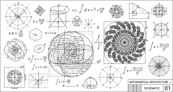 Mathematical architecture complex schematic diagrams