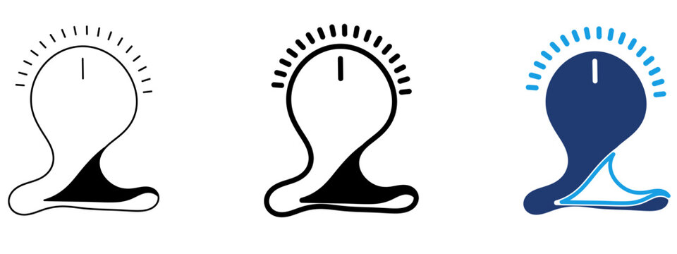 Control knob dial switch icon set. Symbol of volume control, level adjustment, audio mixer regulator, dashboard setting, parameter tuner, and gauge interface.