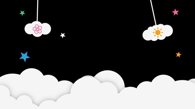 White cloud frame and flying paper plane for kids decoration transparent background