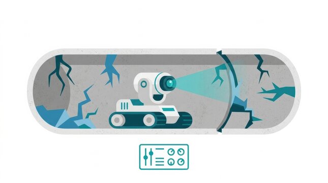 A sewer inspection robot navigates through an underground pipeline to assess urban stormwater infrastructure and detect damage.