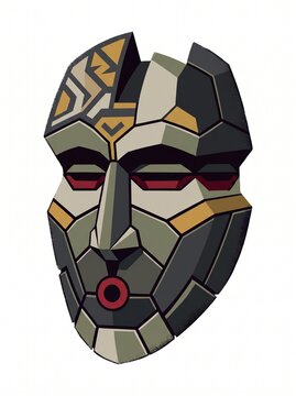 Geometric Tribal Mask Illustration Isolated on White Background
