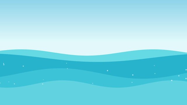 Cartoon Submarine Sailing Through Blue Ocean Waves