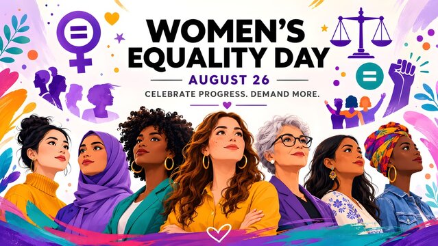 Women Equality Day Celebration with Diverse Group of Empowered Females