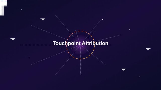 Abstract Touchpoint Attribution Diagram with Radial Connections and Glowing Center