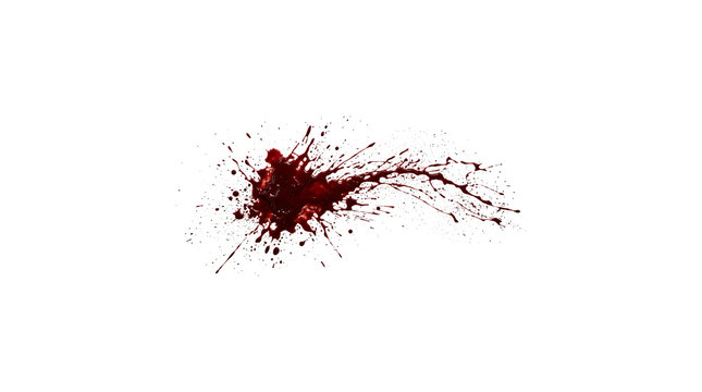 Realistic blood splatter isolated on transparent background for horror or crime scene design
