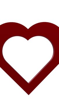 Animation of red heart moving on white background