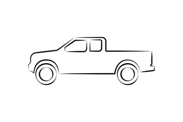 Fototapeta premium Line Art Car Silhouette Isolated on White Background