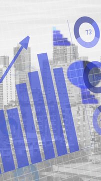 Animation of financial data processing over city