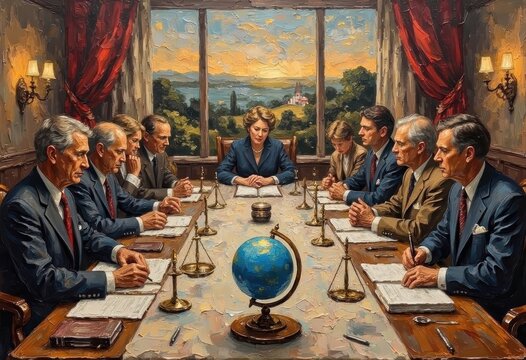 Formal Business Meeting with Senior Executives in Elegant Conference Room